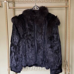 Vintage 1980s black rabbit fur jacket
